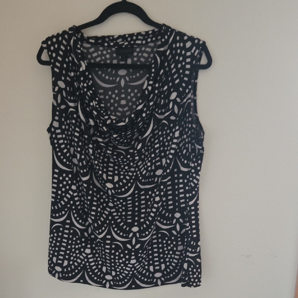 Worthington Black and White Patterned Blouse